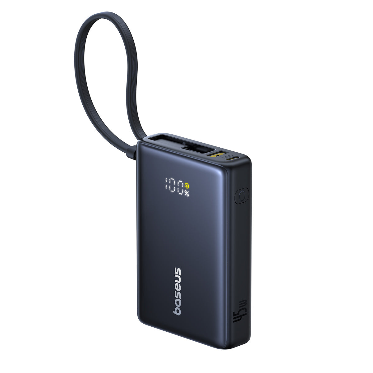 Baseus PicoGo Digital Display Power Bank with Built-in UBB-C Cable 10000mAh 45W - Cosmic Black