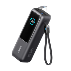 Anker Laptop Power Bank (25K, 165W, Built-In USB-C And Retractable Cables) Black