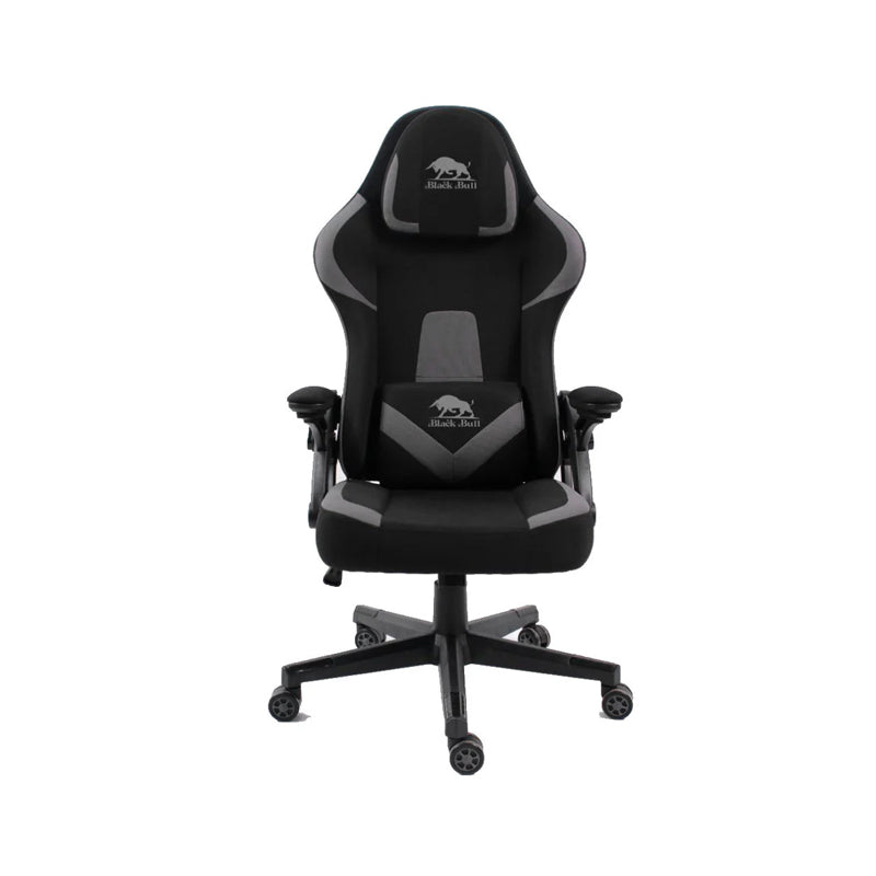 Black Bull Gaming Chair With Headrest Up & Down Slide Adjustable and Moveable Armrest, Fabric