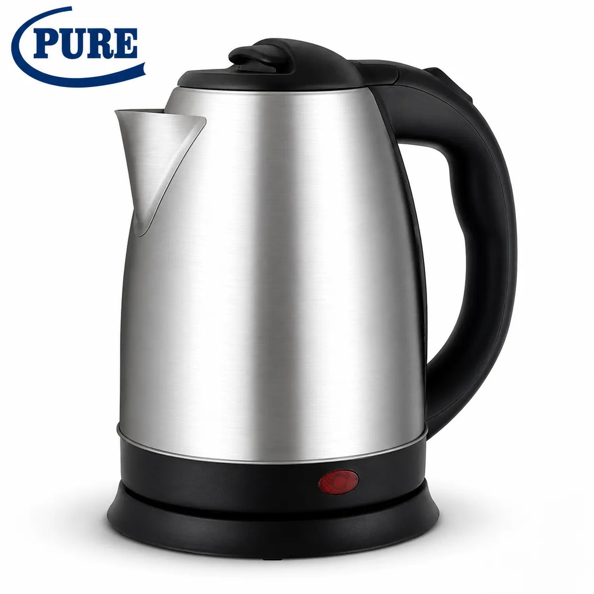 PURE 1.8L Stainless Steel Electric Kettle with 1500W Fast Boiling, 360° Cordless Power Base, Auto Shut-Off, Boil-Dry Protection and Easy-Lift Hinged Lid