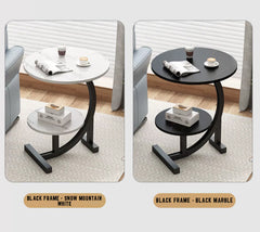 Modern Round 2-Tier C-Shaped Side Table for Living Room & Bedroom