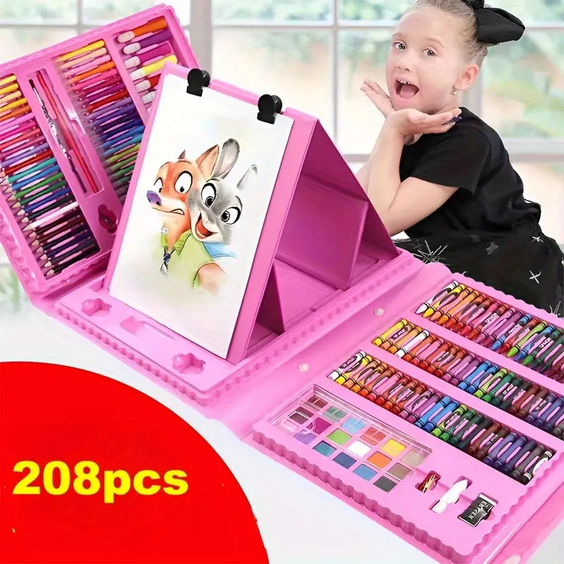 208‑Piece Super Mega Art Set & Painting Kit with Colored Pencils, Watercolors, Sketch Tools & Storage Case for Kids