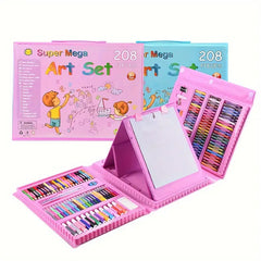 208‑Piece Super Mega Art Set & Painting Kit with Colored Pencils, Watercolors, Sketch Tools & Storage Case for Kids