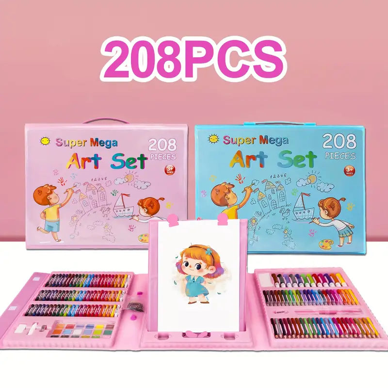 208‑Piece Super Mega Art Set & Painting Kit with Colored Pencils, Watercolors, Sketch Tools & Storage Case for Kids