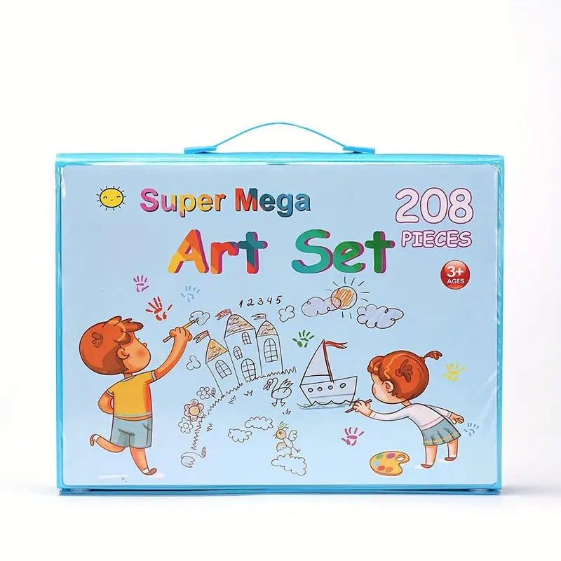 208‑Piece Super Mega Art Set & Painting Kit with Colored Pencils, Watercolors, Sketch Tools & Storage Case for Kids
