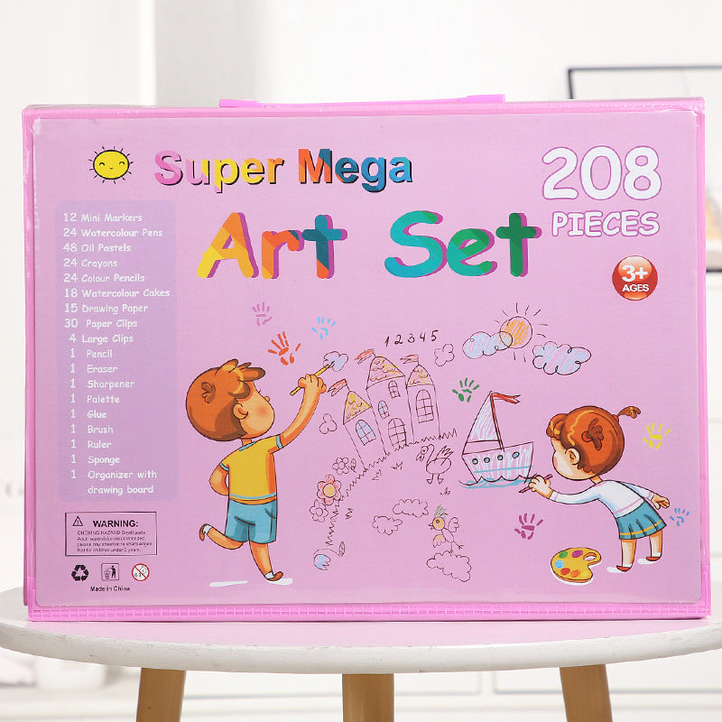 208‑Piece Super Mega Art Set & Painting Kit with Colored Pencils, Watercolors, Sketch Tools & Storage Case for Kids