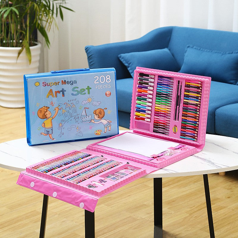 208‑Piece Super Mega Art Set & Painting Kit with Colored Pencils, Watercolors, Sketch Tools & Storage Case for Kids