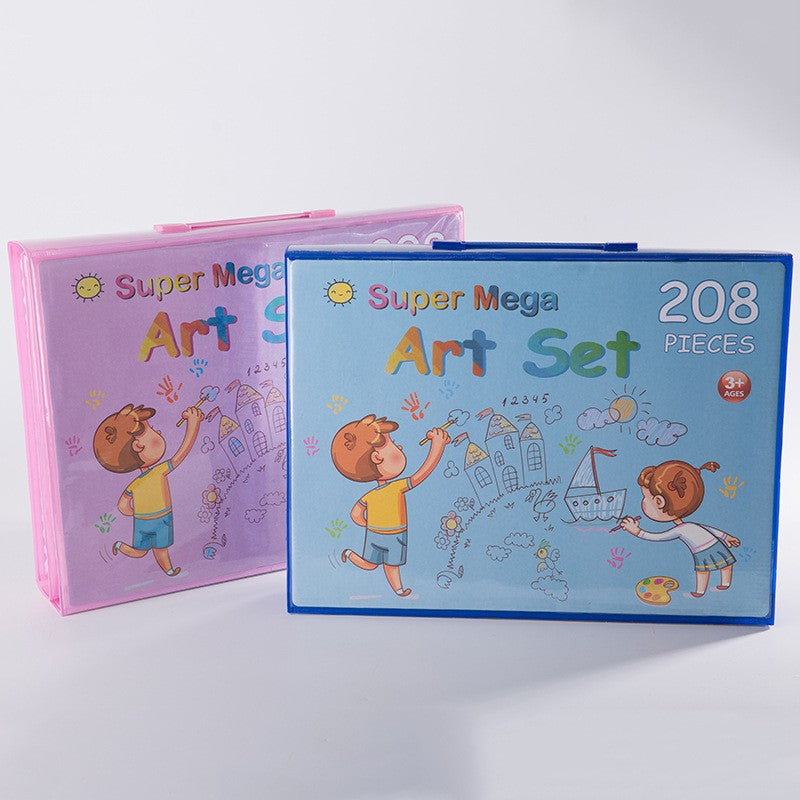 208‑Piece Super Mega Art Set & Painting Kit with Colored Pencils, Watercolors, Sketch Tools & Storage Case for Kids