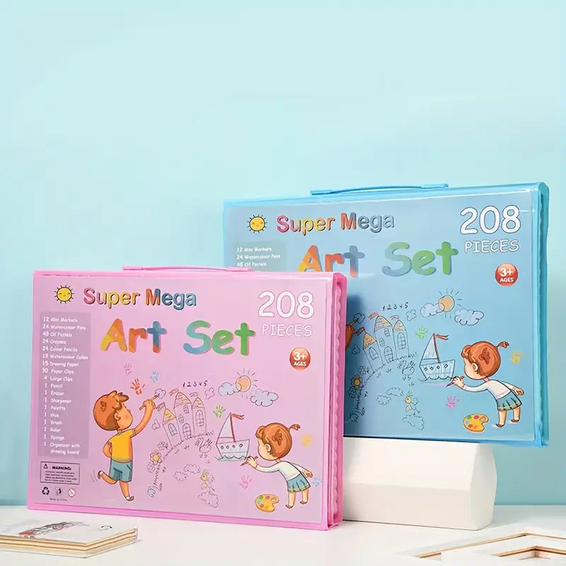 208‑Piece Super Mega Art Set & Painting Kit with Colored Pencils, Watercolors, Sketch Tools & Storage Case for Kids