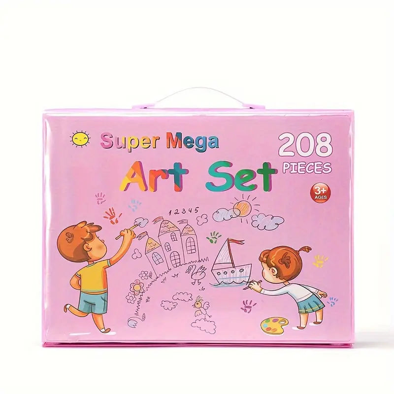 208‑Piece Super Mega Art Set & Painting Kit with Colored Pencils, Watercolors, Sketch Tools & Storage Case for Kids