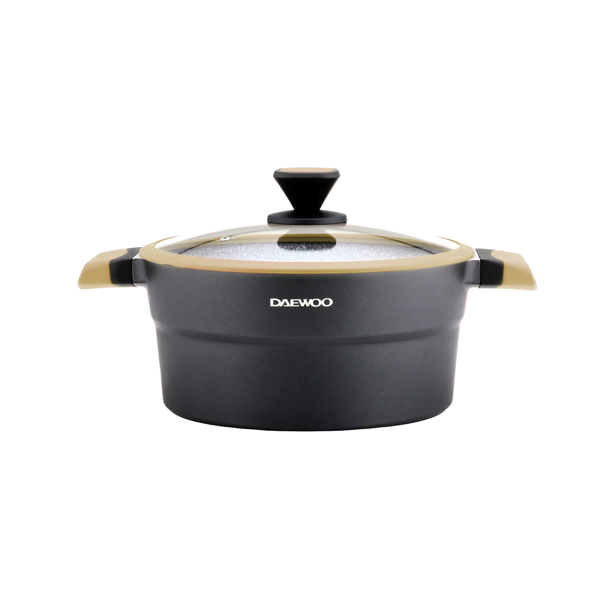 Daewoo Granite Casserole Pot with Lid Black & Brown (32, 28, 24 cm)