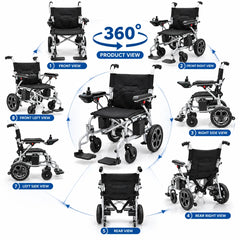Foldable Electric Wheelchair with Dual Battery Support, 2.4GHz Wireless RC, 360° Joystick Control, 5 Adjustable Speeds, Safety Belt & Portable Design