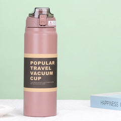 900ML Stainless Steel Vacuum Insulated Travel Cup with Straw & Direct Drinking Mouth, Sliding Safety Lock, Pressure Release Lid & Double-Layer Thermal Insulation