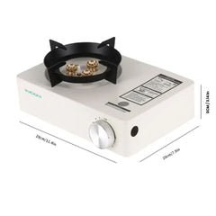 Portable Butane Gas Stove with Windproof Alloy Burner, Cast Copper Fire Cover, Magnetic Safety Valve, Adjustable Flame Control Single Burner Cooker 29x20x8CM