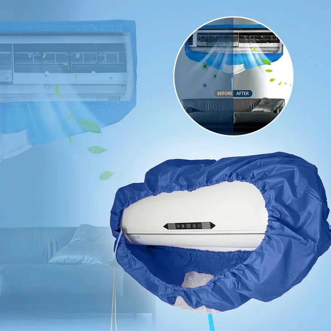 Waterproof Air Conditioner Cleaning Cover with Drain Outlet for AC Washing, Maintenance & Servicing