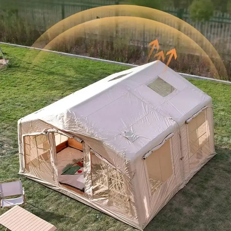خيمة تخييم خارجية قابلة للنفخ ومقاومة للماء مع مضخة هواء يدوية - 4 × 3 × 2 متر وسعة 6-8 أشخاص