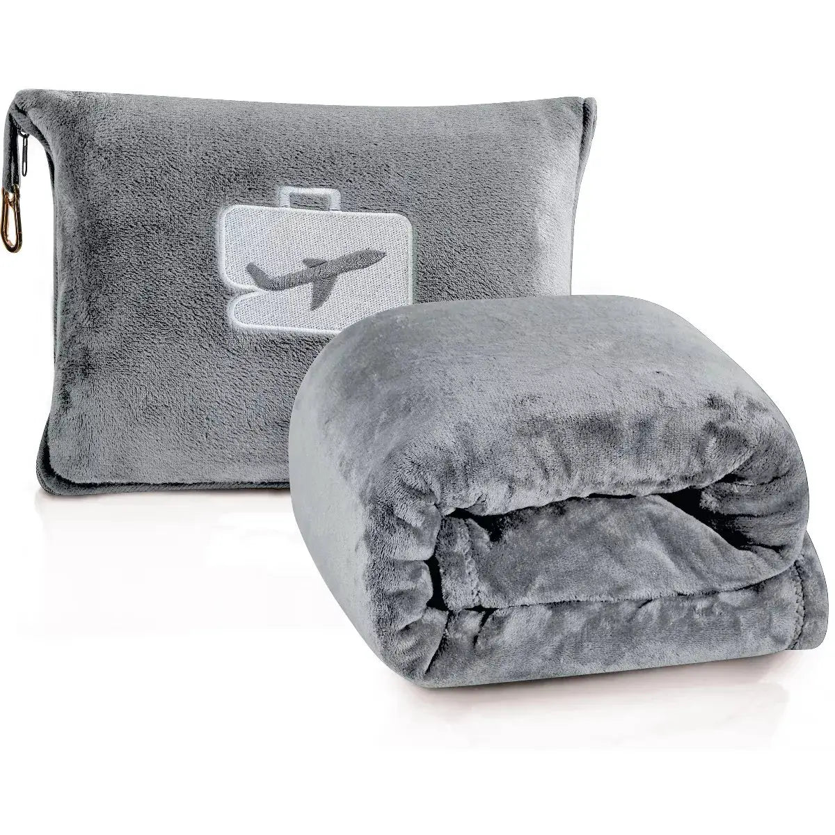 2-in-1 Portable & Convertible Soft Blanket & Pillow Bag with Backpack Clip for Travel, Outdoors & Home