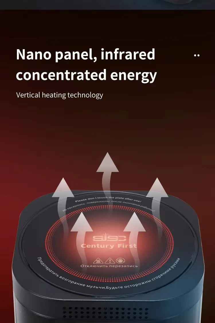 Portable Far Infrared Electric Heater with Cooking Stove, Adjustable Thermostat, Remote Control, Energy-Efficient PTC Heating for Home & Office - 5000W