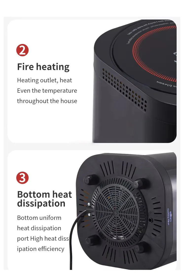 Portable Far Infrared Electric Heater with Cooking Stove, Adjustable Thermostat, Remote Control, Energy-Efficient PTC Heating for Home & Office - 5000W