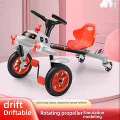 Lesimi Children’s Airplane Foot Pedal Drift Bike with 360° Spin, Rear Swivel Casters, Rotating Propellers, Supportive Seat and Steering Handlebar