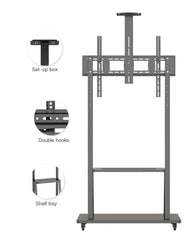 Height Adjustable Mobile TV Stand Cart for 60"–100" TVs with Wheels & Shelf, 100kg Load, VESA 200×200mm to 900×600mm
