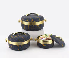 Southwest Kinpo JN212 Premium Stainless Steel 3-Piece Insulated Thermal Casserole Set, 1L + 2L + 3.5L, Up to 6 Hours Heat Retention, 6 Color Pattern Options, Fitted Lids & Carry Handles