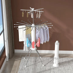 Premium Octopus Folding Clothes Drying Rack with Multi-Layer Adjustable Hangers, Aluminium Alloy Frame & Universal Wheels