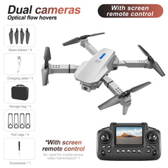 Foldable HD Dual Camera Quadcopter Drone with Inbuilt Screen Controller & Optical Flow Hovering & Mobile App Control