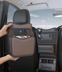 Premium PU Leather Car Seat Gap Organizer & Hanging Storage Bag with Tissue Holder, Mesh Pocket, Universal Car Seat Side Storage Caddy for Phone, Wallet, Keys & Travel Essentials