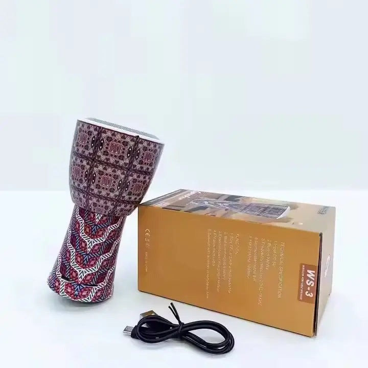 Portable Traditional Drum-Style Wireless Bluetooth Speaker – Deep Bass & FM/TF/TWS Support - 8W Output