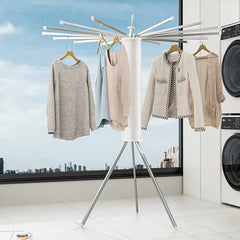 Premium Octopus Folding Clothes Drying Rack with Multi-Layer Adjustable Hangers, Aluminium Alloy Frame & Universal Wheels