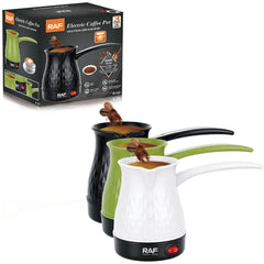 إبريق قهوة كهربائي RAF R.157 سعة 300 مل، بقوة 500 واط، تسخين سريع، تحكم في درجة الحرارة، سهل الاستخدام، وتصميم زجاجي بلاستيكي سهل التنظيف للاستخدام المنزلي