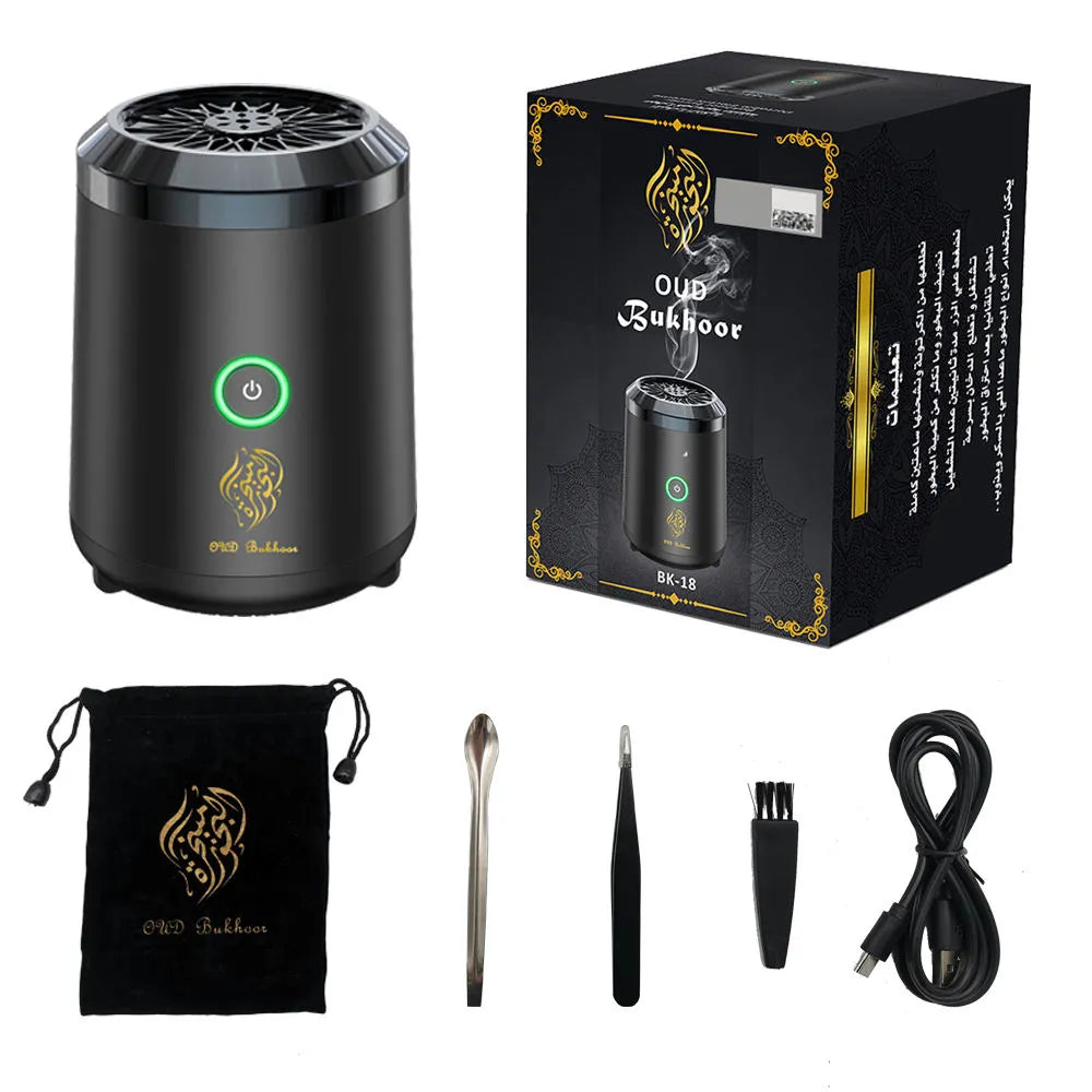 Rechargeable Electric Bakhoor Burner Incense Burner with Ceramic Heating Element, Smart Chip Temperature Control & Fast Heating Technology for Home & Office