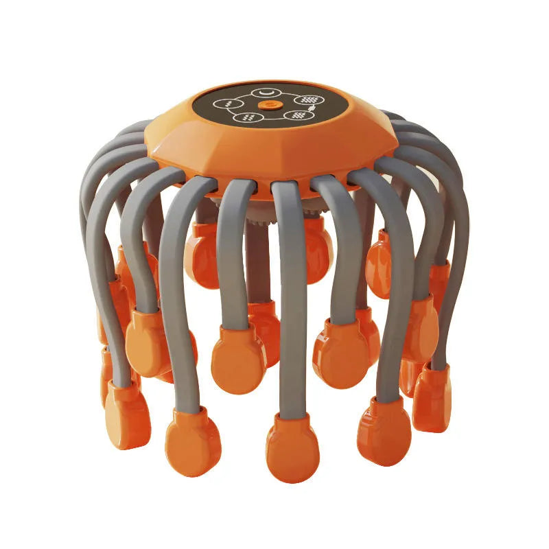 Electric Octopus Head Scalp Massager with 20 Massage Heads, 360° Coverage, 5 Massage Modes, LCD Screen, TMS Massage Technology, Adjustable Intensity, Type-C Rechargeable Battery & Hands-Free Design