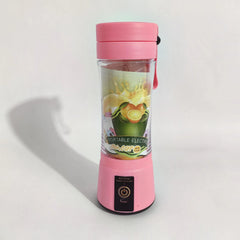380ML Portable Rechargeable Mini Juice Blender with 6 Stainless Steel Blades, USB Charging, One-Touch Control & Smoothie Maker Bottle