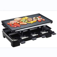 SOKANY Raclette Table Grill with 8 Individual Non-Stick Pans for Meat, Vegetables & Cheese Melting - 1600W
