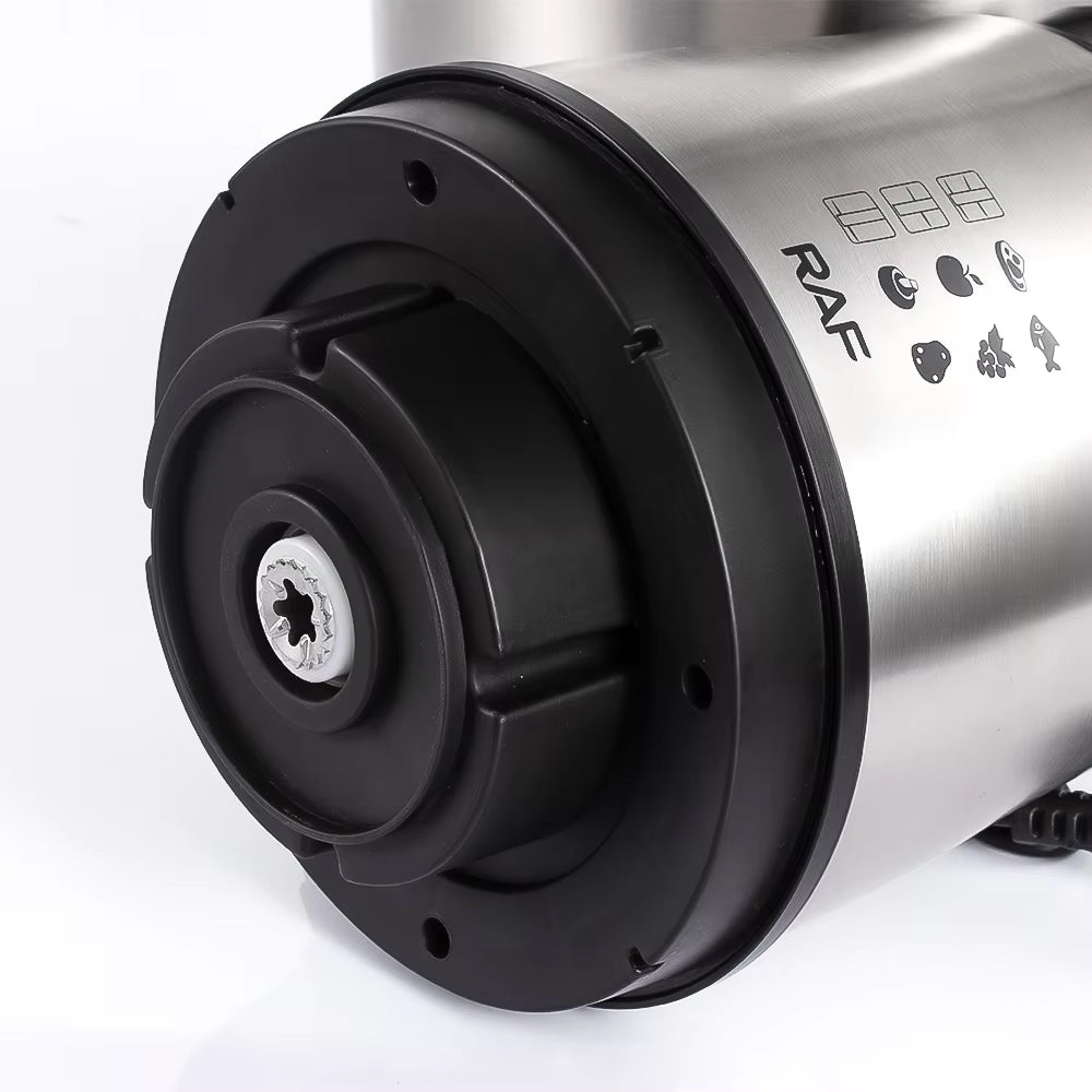 RAF High-Power Electric Food Processor with 1000W Motor, 4 Sharp Blades, Stainless Steel Build - 10 Litres Capacity