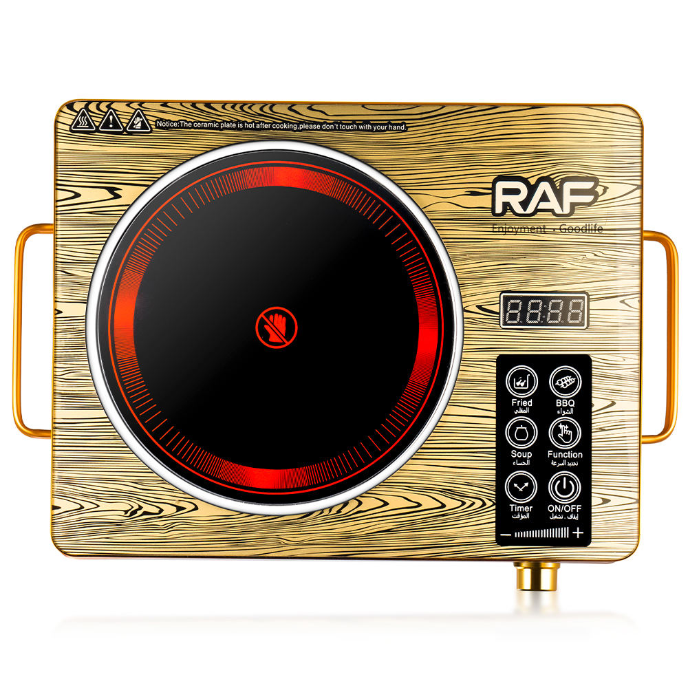 طباخ الأشعة تحت الحمراء RAF R.8027 - موقد الأشعة تحت الحمراء عالي الطاقة رقمي LED بقوة 3500 واط مع لوحة ميكرو كريستالية وحماية أمان وأوضاع طهي متعددة الوظائف