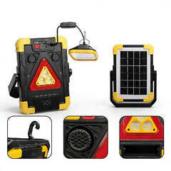 Rechargeable Triangular LED COB Emergency Warning Light with Loud Alarm - Type-C Fast Charging Power Bank Function 1200mAh Lithium Battery for Car Safety Camping Outdoor Use