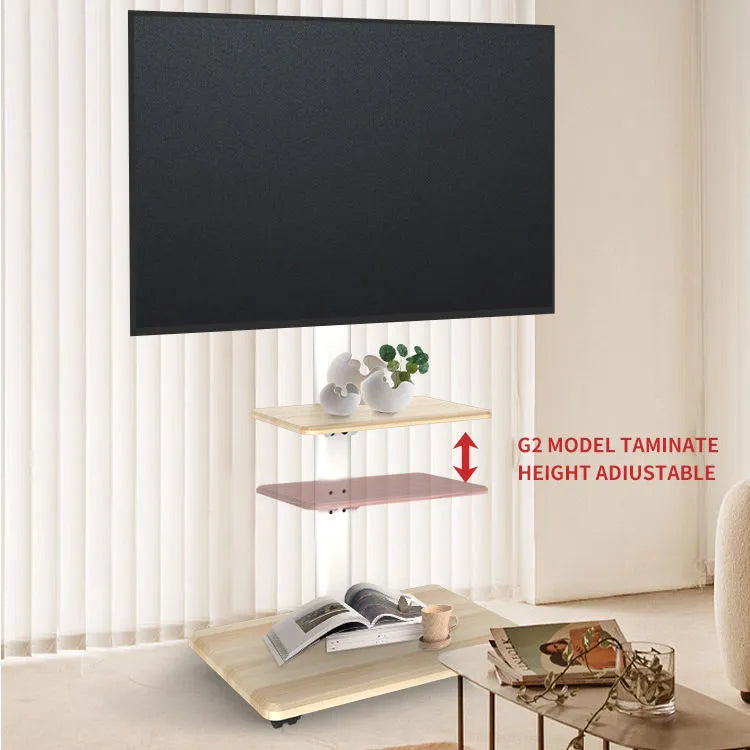 Premium Mobile TV Floor Stand with Wheels for 32-70 Inch LED LCD OLED QLED TVs, Height Adjustable Swivel TV Cart with AV Shelf, Universal VESA Mount, Cable Management, Supports 40Kg