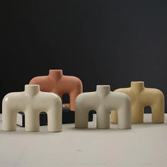 Abstract Decorative Ceramic M Shape Flower Pot Vase for Home & Living Room Décor -  14 x 19 x 4.5 CM