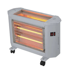 Portable Electric Quartz Heater with Wheels, Adjustable Thermostat, Remote Control & Fold Switch - 1800W