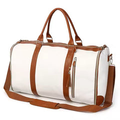 Stylish 2-in-1 Leather Travel Duffel Bag & Garment Hanger with Shoe Compartment