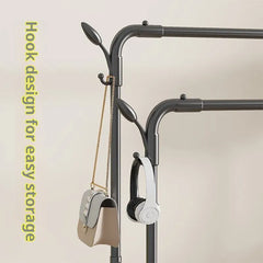 Heavy Duty Double Pole Clothes Hanger Rack with Wheels 35kg Load Capacity Adjustable Garment Organizer Stand