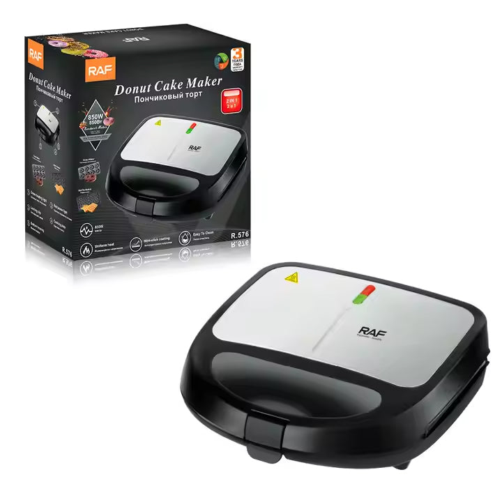 RAF 2-in-1 Donut Cake & Waffle Maker with Uniform Heat and No Stick Coating - 850W
