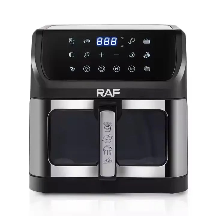 RAF Multifunctional Digital Air Fryer with Touch Screen Control, 360° air circulation and Visible Window for Healthy Cooking - 10L & 1800W