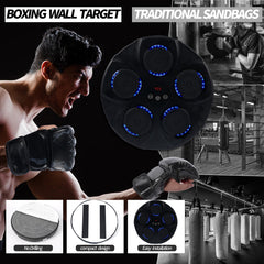 Black Bull Music Boxing Machine, Rechargeable Boxing Equipment, Home Smart Boxing Target Workout Machine Digital Boxing for Kids and Adults