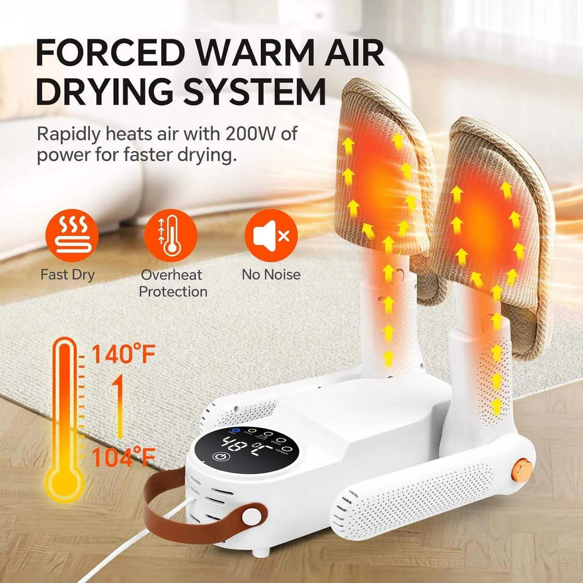 Smart 4 Head Footwear Dryer & Deodorizer with Constant Temperature Heating, Foldable Extendable Design, 360° Airflow & Touch Control for Shoes, Boots, Gloves & Socks