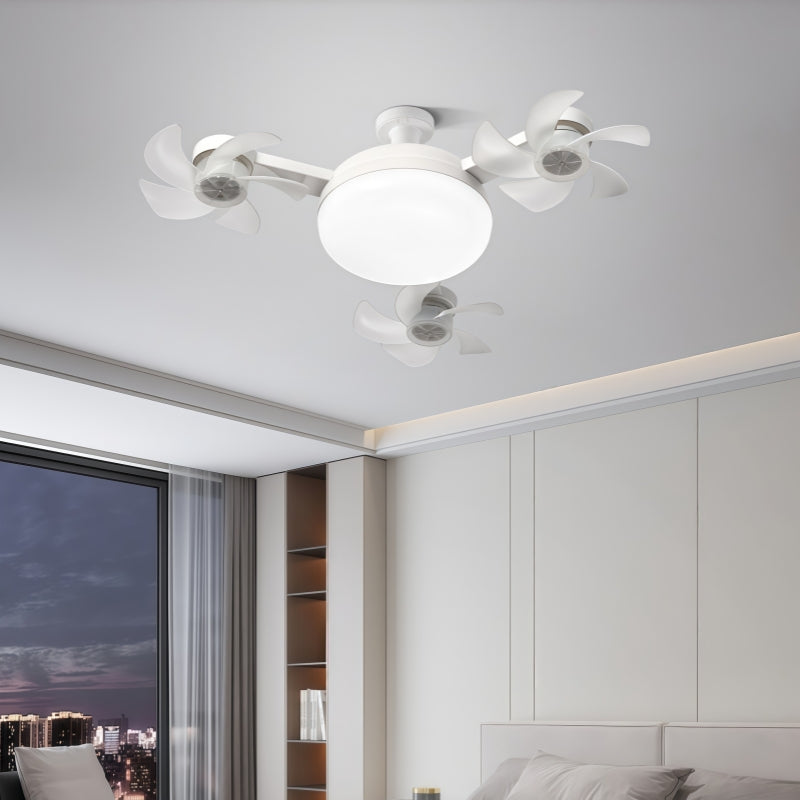 مروحة سقف ثلاثية الرؤوس على شكل طائرة بدون طيار مع إضاءة LED مع لمبة E27 وجهاز تحكم عن بعد - توفير قوي للطاقة والرياح لغرفة النوم والمطبخ وغرفة المعيشة