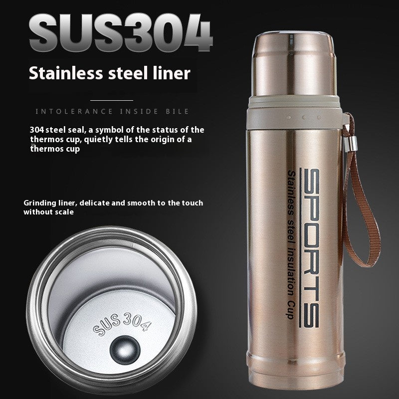 750ml Stainless Steel Sports Vacuum Flask Bottle with SUS304 Liner & Dual-Purpose Leakproof Cap – Long Lasting Hot & Cold Insulation Travel Thermos